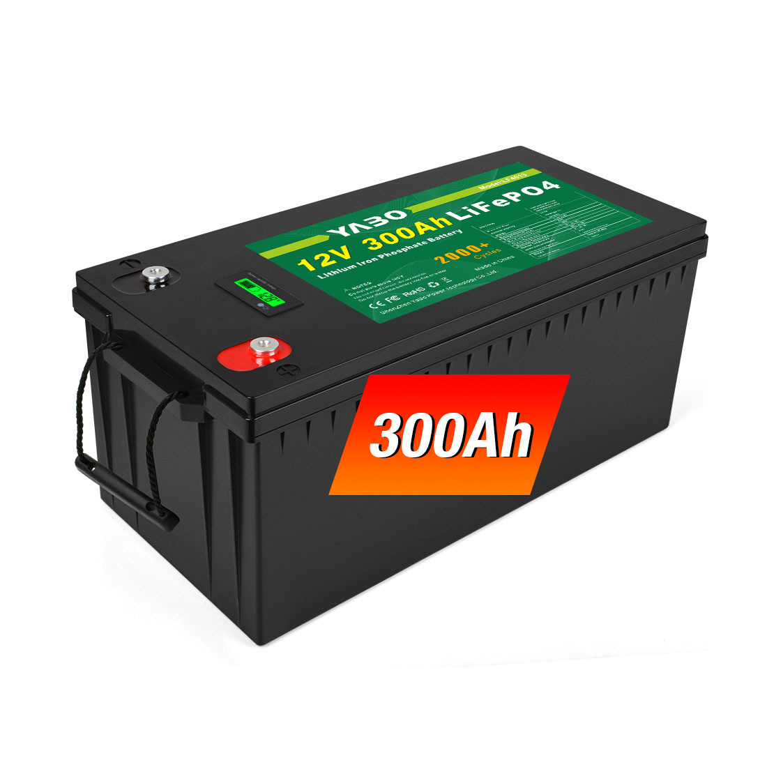 YABO 12V 300Ah LiFePO4 Battery with Temperature Protection for Home Storage​